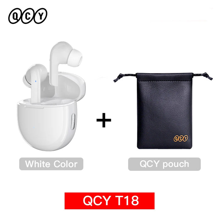 QCY T18 Wireless Earphones Bluetooth 5.2 Earbuds QCC3040 aptX Voice 32kHz 4 Mic CVC HD Call Headphones Dual-device Connection