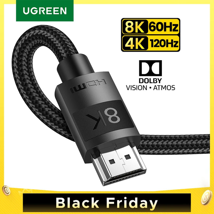 UGREEN HDMI-Compatible 2.1 Cable Ultra High-speed 8K/60Hz 4K/120Hz for Xiaomi Mi Box PS5 Dolby Vision 48Gbps HDMI-Compatible 8K