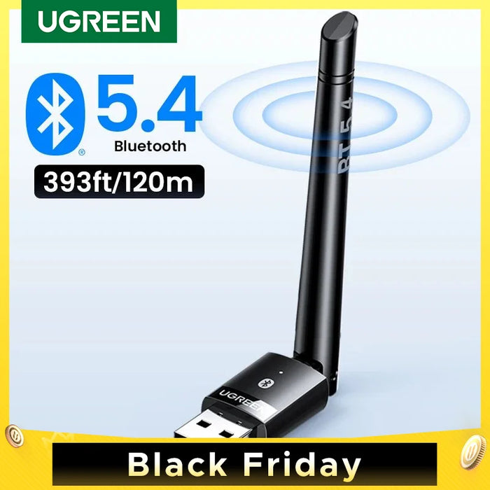 UGREEN USB Bluetooth 5.3 5.4 អាដាប់ធ័រ 120M Dongle សម្រាប់កុំព្យូទ័រ Wireless Keyboard Mouse Keyboard Music Audio Receiver Transmitter Bluetooth