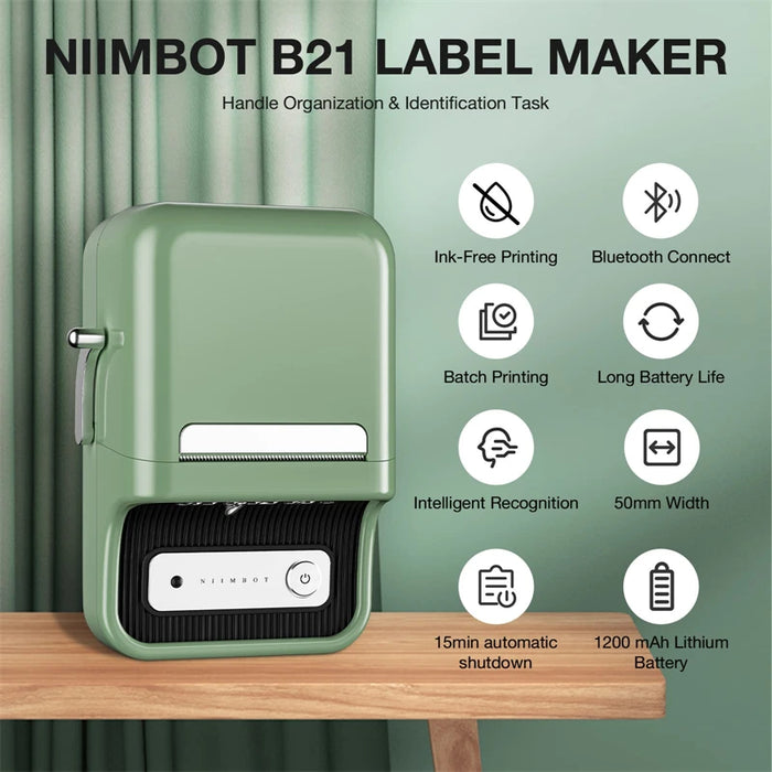 Niimbot B21 Portable Label Printer Wireless Bluetooth Label Maker Multifunctional Self-adhesive Pocket Label Machine