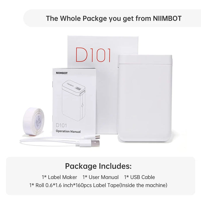 NiiMbot D101 Mini Thermal Label Printer Portable Inkless Pocket Label Maker for Home Office Study Upgraded Version of D11 D110