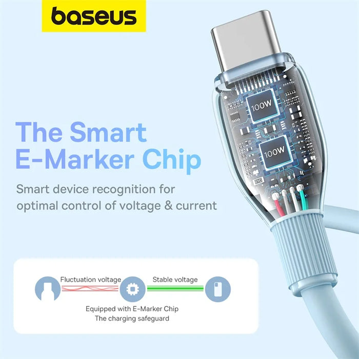 Baseus 100W USB C Cable For iPhone 16 15 Fast Charging Cable For Samsung Xiaomi Huawei Macbook Data Wire Charging Cable Soft TPE