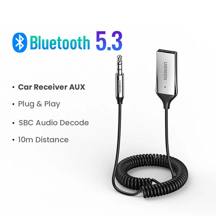 UGREEN Bluetooth Receiver 5.3 Adapter Hands-Free Car Kits AUX Audio 3.5mm Jack Music Wireless Receiver for Car BT Transmitter