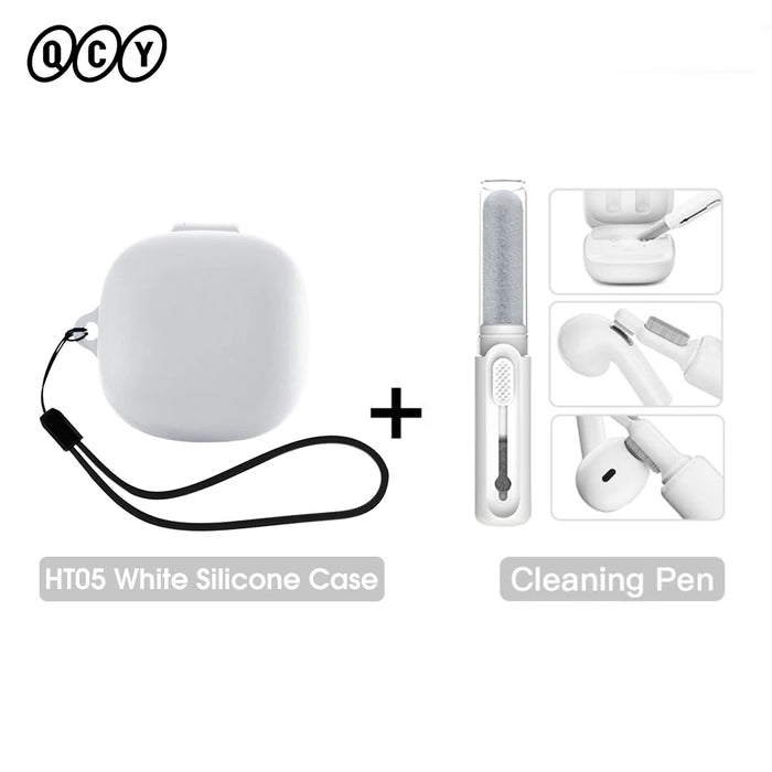 QCY HT05 Wireless Earphones Soft Silicone Case QCY HT05 Melobuds ANC Headphones Protective Case with Strap Earbuds Cleaning Kits