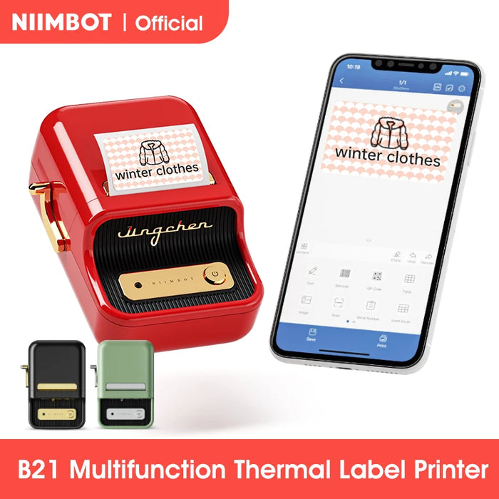 NiiMbot B21 Mini Thermal Printer Maker Wireless Barcode Label Maker ប៊្លូធូស ប៊្លូធូស ម៉ាស៊ីនបោះពុម្ពស្លាកសញ្ញាអាដាប់ធ័រចល័តសម្រាប់ការិយាល័យពាណិជ្ជកម្ម 