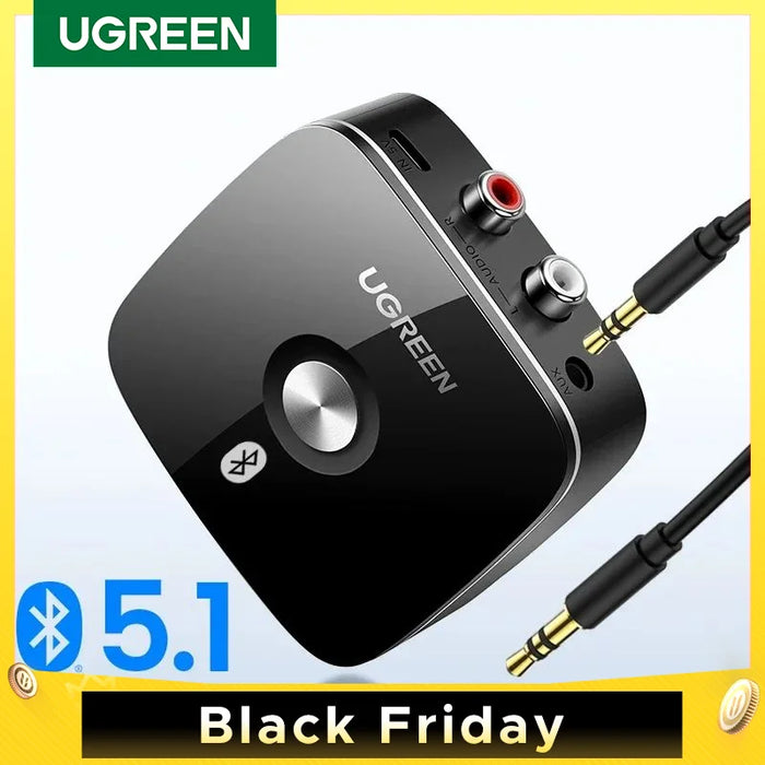 UGREEN Bluetooth RCA Receiver 5.1 aptX HD 3.5mm Jack Aux Wireless Adapter Music for TV Car 2RCA Bluetooth Audio Receiver aptX