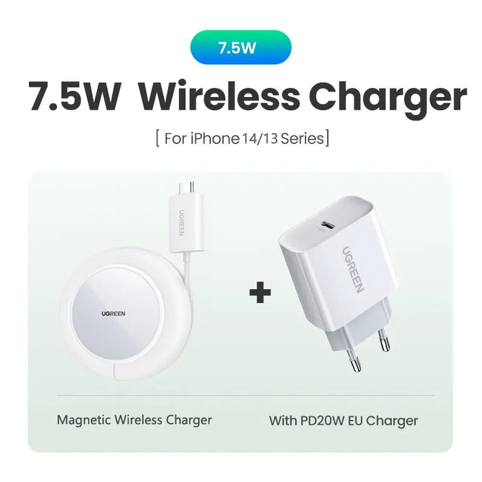 UGREEN Magnetic Wireless Charger 7.5W For For iPhone 14 Pro Max/iPhone 13 AirPods Magnet Wireless Chargers USB C Cable Portable