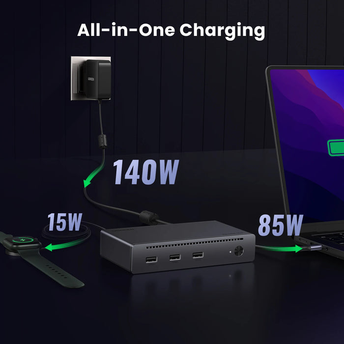 UGREEN Thunderbolt4 Docking Station 8-in-1 40Gbps HUB ជាមួយ 3xThunderbolt 4 Dual 4K60Hz Single 8K30Hz 1000Mbps សម្រាប់ MacBook Laptop