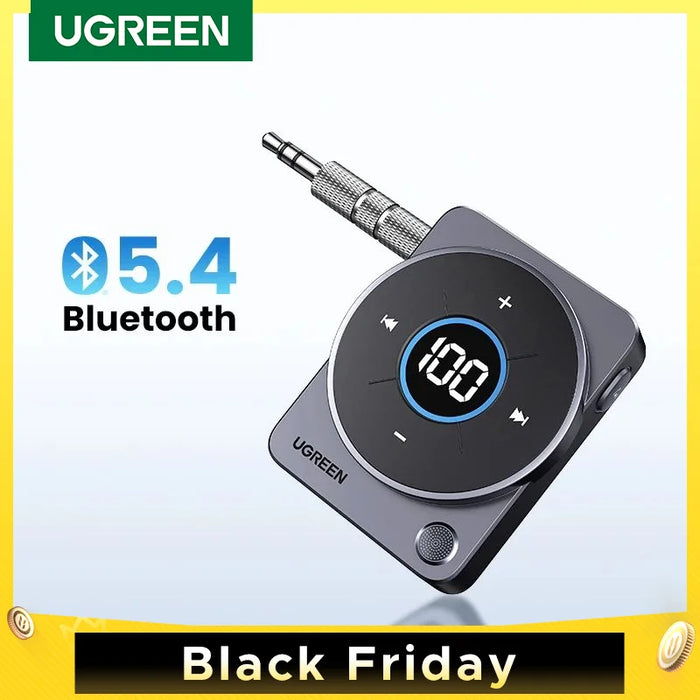 UGREEN Bluetooth 5.4 Aux Receiver Adapter Wireless 3.5mm Audio  Music Receiver for Car 20H Battery Life Screen Display SBC AAC