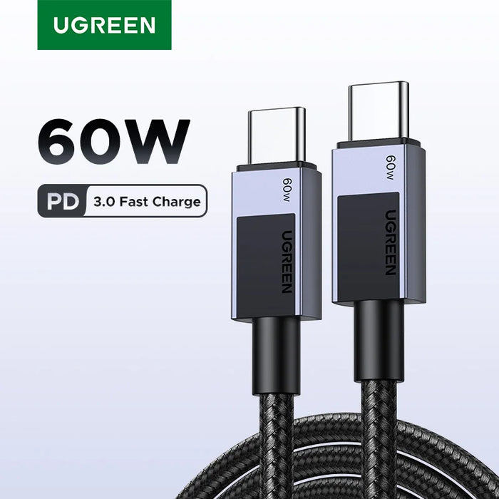 UGREEN PD60W USB C Cable 3A Fast Charging Cable for Macbook Samsung S20 Xiaomi Huawei USB C Data Cable