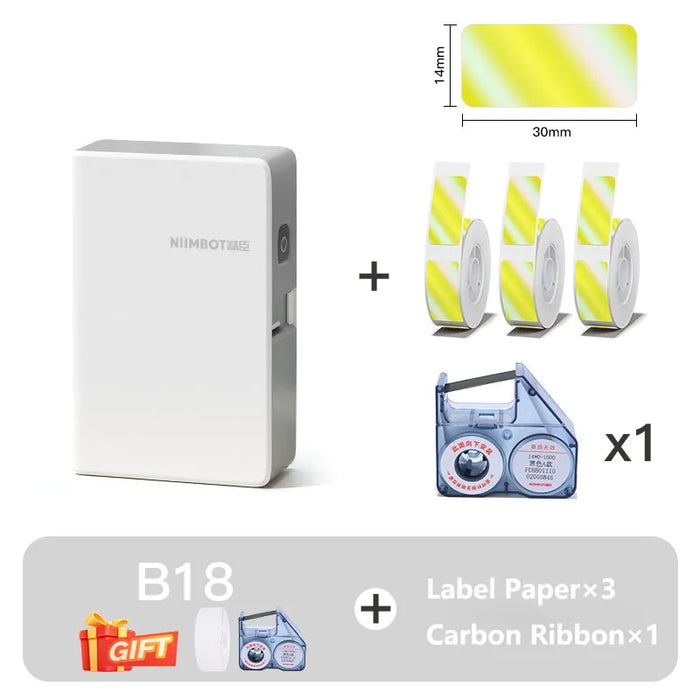 NIIMBOT B18 Mini Portable Label Printer Thermal Transfer Pocket Label Maker With Long Life Ribbon And PET Stickers Gift