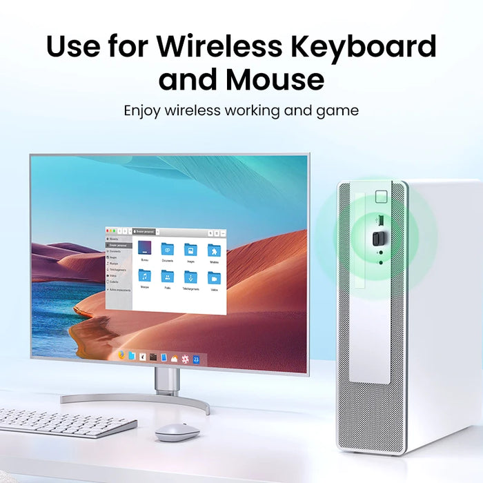 អាដាប់ទ័រ UGREEN Bluetooth 5.3 សម្រាប់ PC USB Bluetooth 5.0 Receiver Dongle Wireless Computer Adapter For Mouse Keyboard Win 11/10/8.1