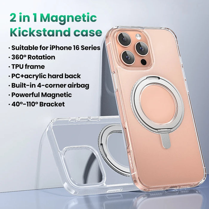 UGREEN 360° Magnetic Ring Stand Cases for iPhone 16 Pro Max 16pro 15 Max Cases for MagSafe Rotatable Magnet Kickstand Case