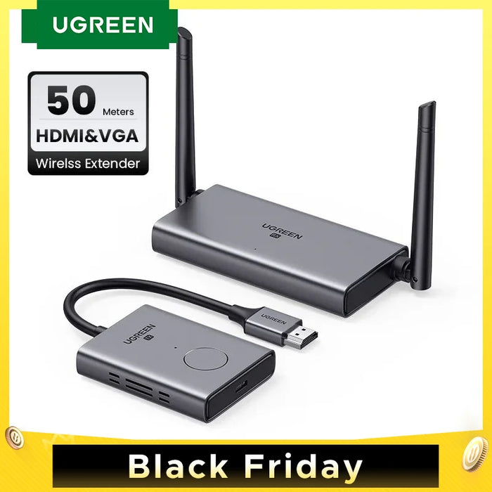 【ថ្មីចូល】 UGREEN Wireless HDMI Extender Video Transmitter &amp; Receiver Kit 5G 50M បញ្ជូន Display Dongle សម្រាប់ទូរទស្សន៍ PC PS5/4 Monitor