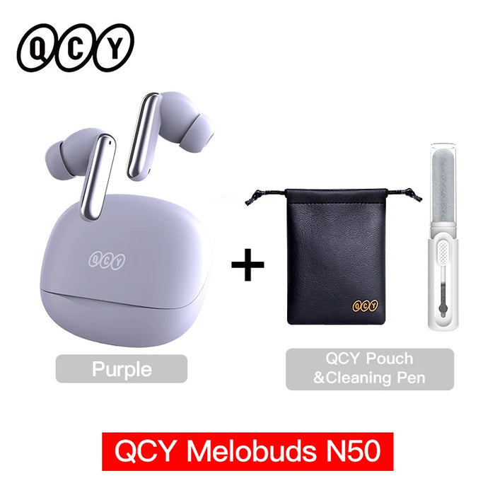 QCY Melobuds N50 ANC Bluetooth 5.4 Wireless Earphones Active Noise Cancellation 6 Mics Clear Call Earbuds Multipoint Connection