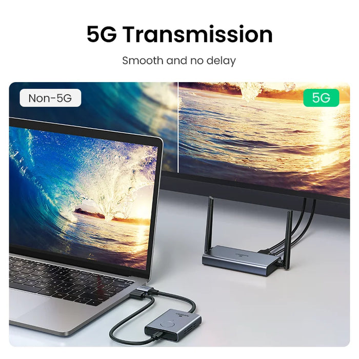 【ថ្មីចូល】 UGREEN Wireless HDMI Extender Video Transmitter &amp; Receiver Kit 5G 50M បញ្ជូន Display Dongle សម្រាប់ទូរទស្សន៍ PC PS5/4 Monitor