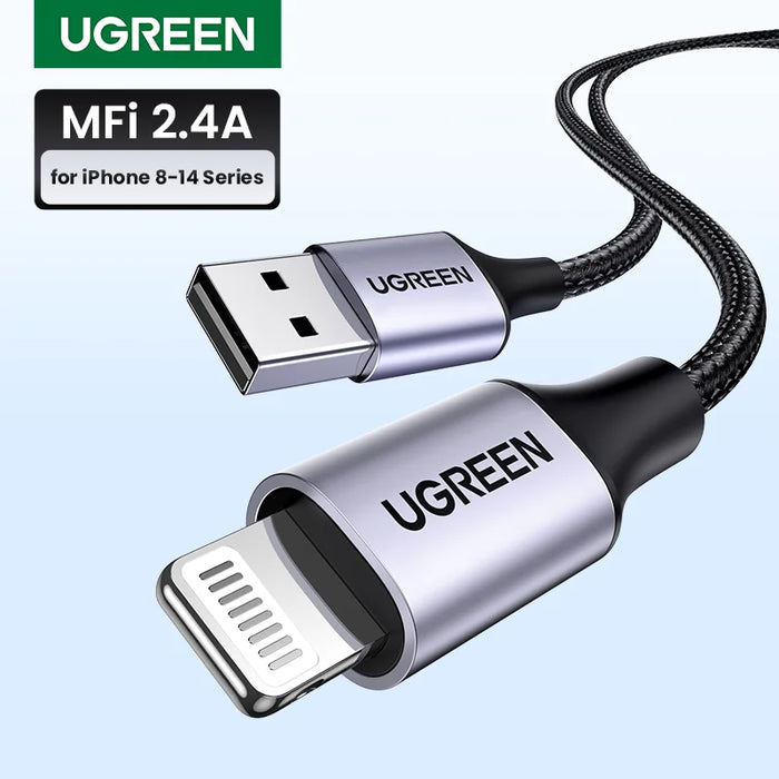 UGREEN MFi USB Cable for iPhone 14 13 12 Pro Max 2.4A Fast Charging Lightning Cable for iPad Mini Phone Data Cable