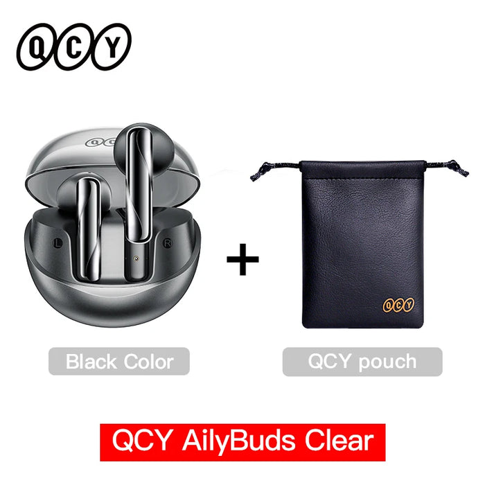 QCY AilyBuds Clear Wireless Earphones Bluetooth 5.3 TWS Earbuds Semi in-Ear Gaming Headset 4 Mics ENC Touch Control Headphones