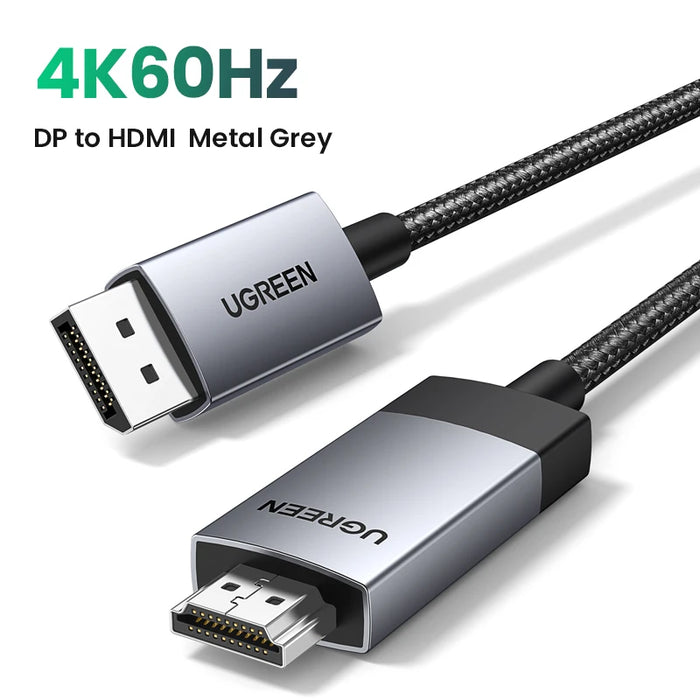 UGREEN DisplayPort to HDMI Cable 4K 60Hz DP to HDMI Cable Display Port Male to HDMI Male Adapter for HDTV Projector DP to HDMI 4K60Hz CHINA