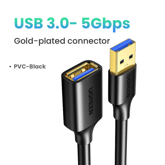 ខ្សែបន្ថែម USB UGREEN ខ្សែ USB 3.0 សម្រាប់ Smart Laptop PC TV Xbox One SSD USB 3.0 2.0 Extender Cord Mini Fast Speed ​​Cable