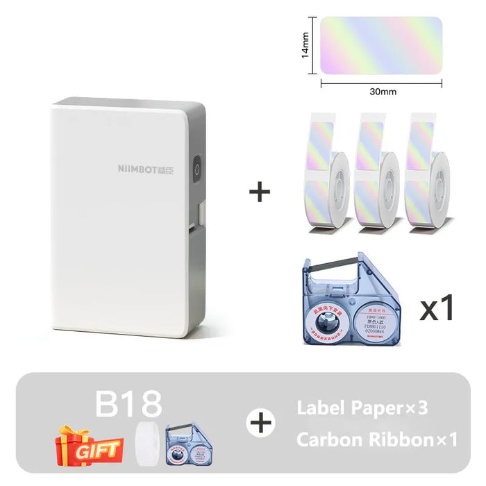 NIIMBOT B18 Mini Portable Label Printer Thermal Transfer Pocket Label Maker With Long Life Ribbon And PET Stickers Gift