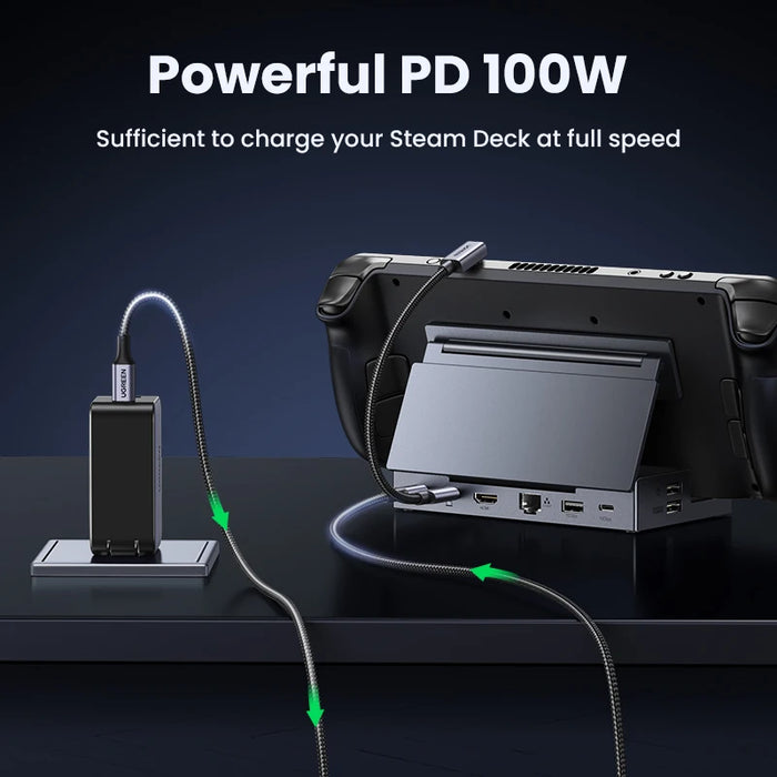 UGREEN Steam Deck Dock 4K60Hz 9 Ports RJ45 PD100W USB C HUB អាចប្រើបានជាមួយ Steam Deck ROG Ally LEGION Go iPhone 15 Pro/Pro Max