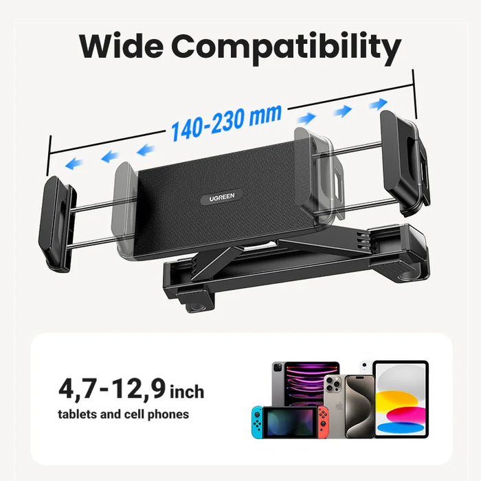 UGREEN Car Tablet Phone Holder For iPad Pro Mini Air iPhone 16 15 14 Pro Xiaomi Tablet Support Back Seat Headrest Phone Stand