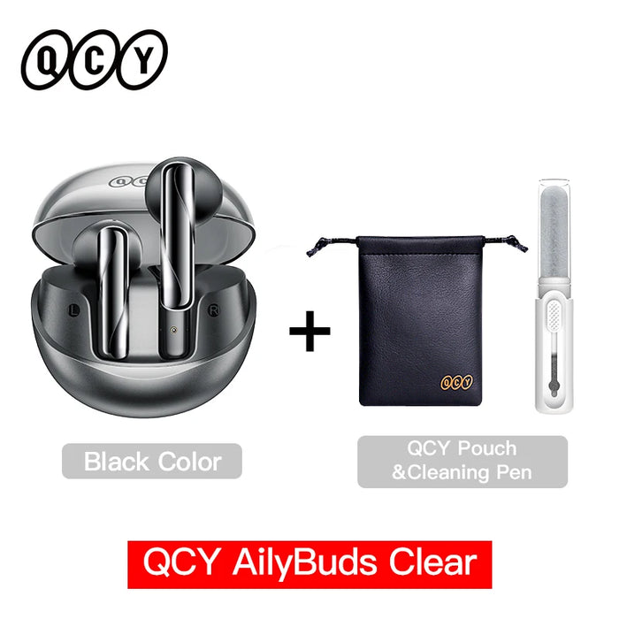 QCY AilyBuds Clear Wireless Earphones Bluetooth 5.3 TWS Earbuds Semi in-Ear Gaming Headset 4 Mics ENC Touch Control Headphones