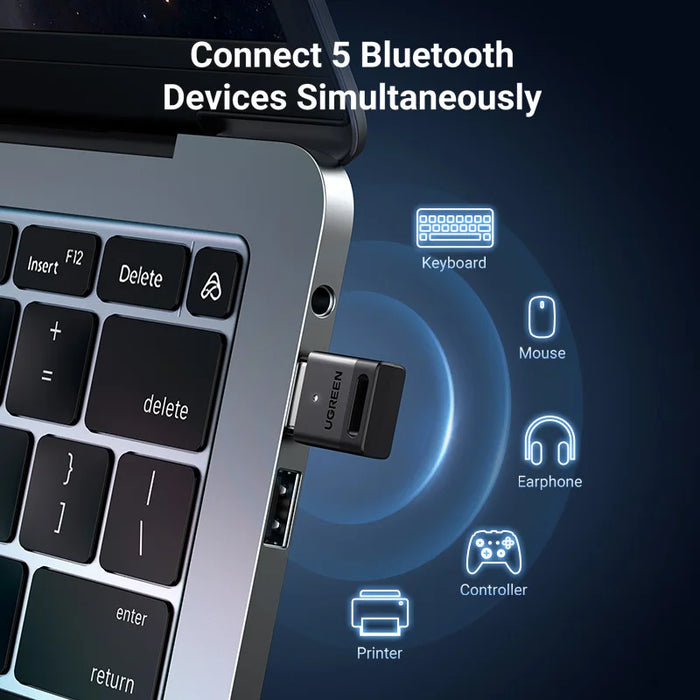 អាដាប់ទ័រ UGREEN Bluetooth 5.3 សម្រាប់ PC USB Bluetooth 5.0 Receiver Dongle Wireless Computer Adapter For Mouse Keyboard Win 11/10/8.1