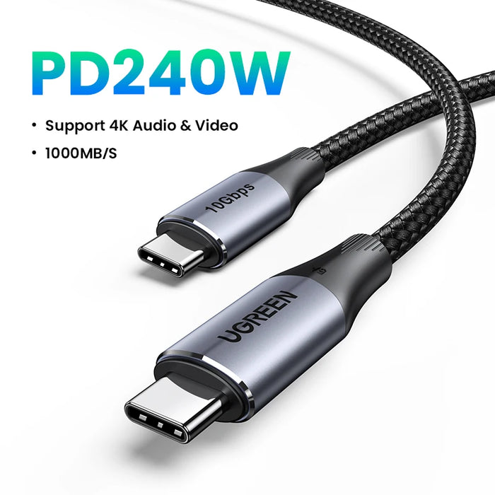 UGREEN 240W USB C PD3.1 For iPhone 15 Macbook Pro iPad Samsung S23 USB 3.1 Cable 10Gbps Supercharger 4K HD USB C to USB C Cable