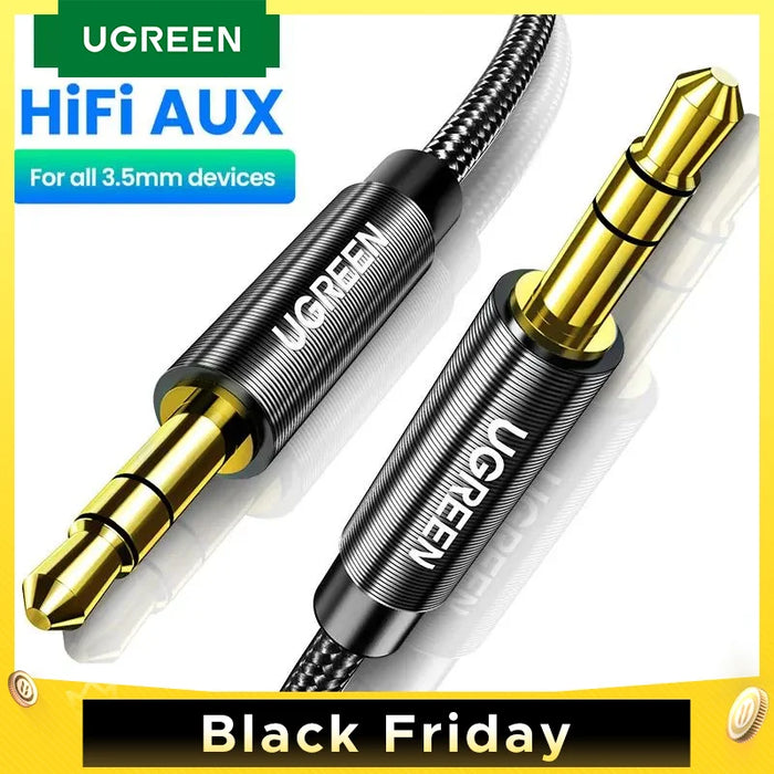 Ugreen Aux Cable Jack 3.5mm Audio Cable for iPhone 3.5 mm Male Cable Aux for Computer Headphone Xiaomi Laptop Car 3.5 Jack Cable