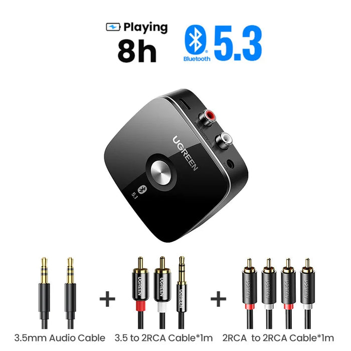 【RU ពិសេស】 UGREEN AUX RCA Bluetooth សម្រាប់ Home Stereo System, HiFi 3.5mm RCA Bluetooth Adapter for Old Stereo, លេង 8 ម៉ោង 