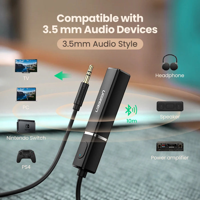 UGREEN Bluetooth 5.0 Transmitter TV Headphone PC APTX LL អាដាប់ទ័រ 3.5mm Audio Music Wireless Transmitter