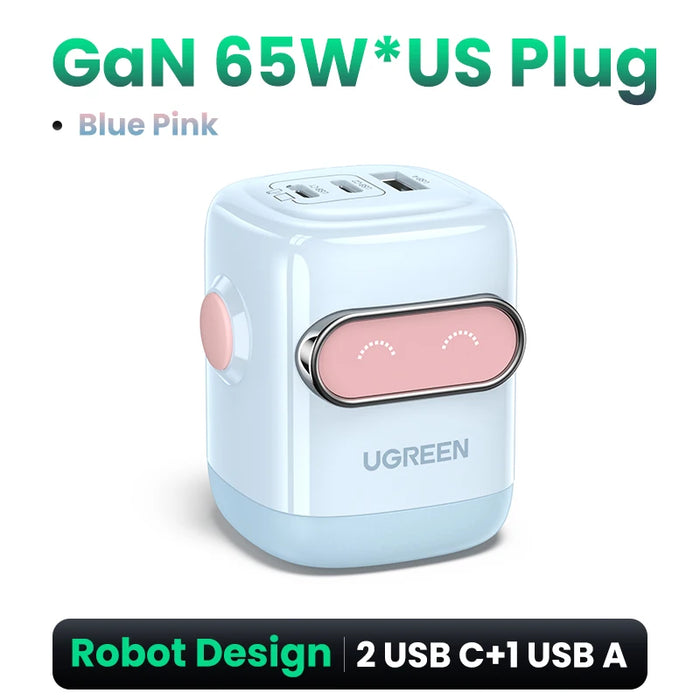 【US Plug】UGREEN 30W GaN Charger 2nd Gen Robot QC4.0 3.0 PPS PD3.0 Fast Charger For iPhone 16 15 14 Pro Max Samsung Xiaomi iPad