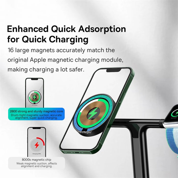 Baseus 3 in 1 20W Magnetic Wireless Charger Stand For iPhone 16 15 14 Pro Airpods Apple Watch Phone Fast Charging Station Holder