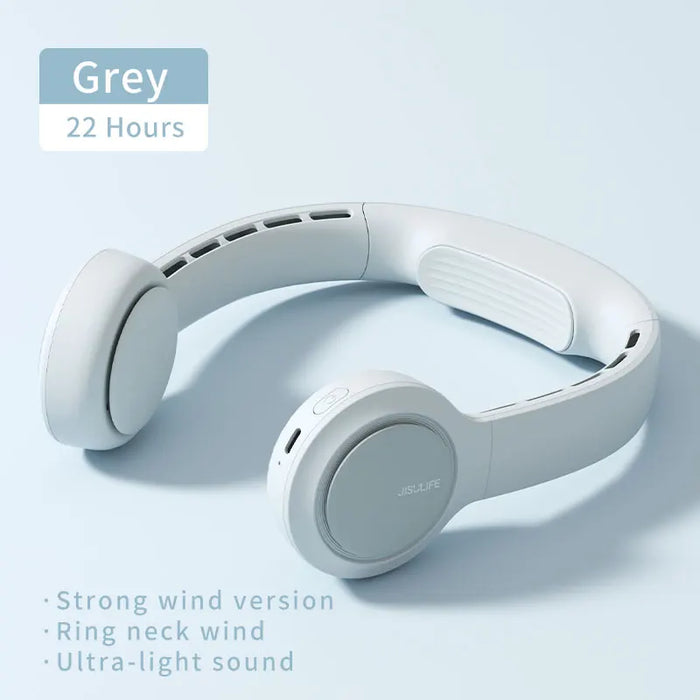JISULIFE - Portable Bladeless Neck Fan, USB Rechargeable, Sweatproof, Neck Brace Cooling Fans, 3 + 1 Speeds, Ultra Quiet,4500mAh white China