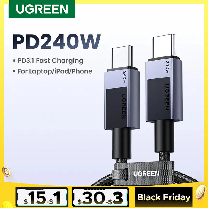 UGREEN PD 240W USB C to USB C Cable PD3.1 Fast Charge for iPhone 15 Pro PS5 Nintendo Switch 5A Supercharge PD Cable