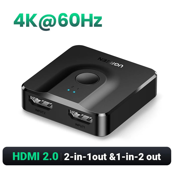 UGREEN HDMI 2.1 Splitter Switch 8K 60Hz 4K120Hz 2 in 1 out សម្រាប់ទូរទស្សន៍ Xiaomi Xbox Series X PS5 HDMI-compatible Monitor HDMI Switcher