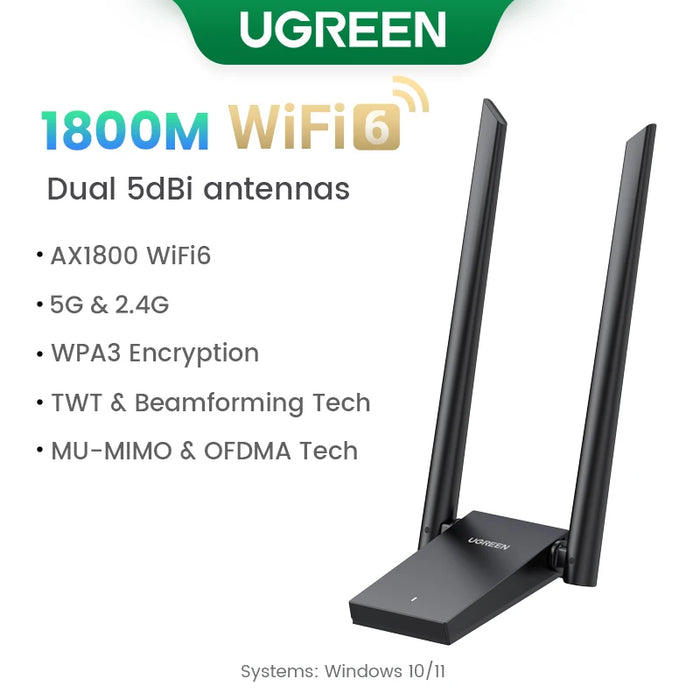 UGREEN WiFi Adapter AC650 AX1800 WiFi6/5 5G&2.4G USB WiFi Card Dongle for Desktop Laptop Wifi Antenna USB Ethernet Network Card