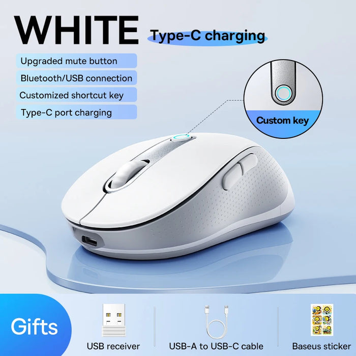 【New Upgrade】Baseus Rechargeable Wireless Mouse Type-C Charging Bluetooth 5.2 4000 DPI Computer Laptop Mute Mice Ergonomic Mouse