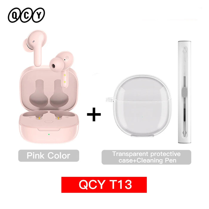 QCY T13 Wireless Headphones 7.2mm Drivers TWS Bluetooth 5.1 Earphones 40H Long Playtime Fast Charge 4 Mic ENC HD Call Earbuds