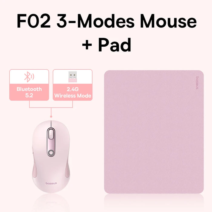 Baseus F02 Wireless Mouse Bluetooth 5.2 2.4G 4000DPI Ergonomic 7 Mute Buttons Mice for iPad MacBook Tablet Laptop Computer Mouse