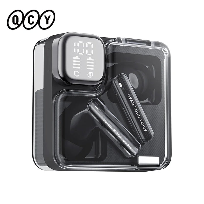 QCY MeloBuds Neo Wireless Earphones Bluetooth 5.3 LED Power Digital Display Transparent TWS Earbuds Dual-Connection Headphone