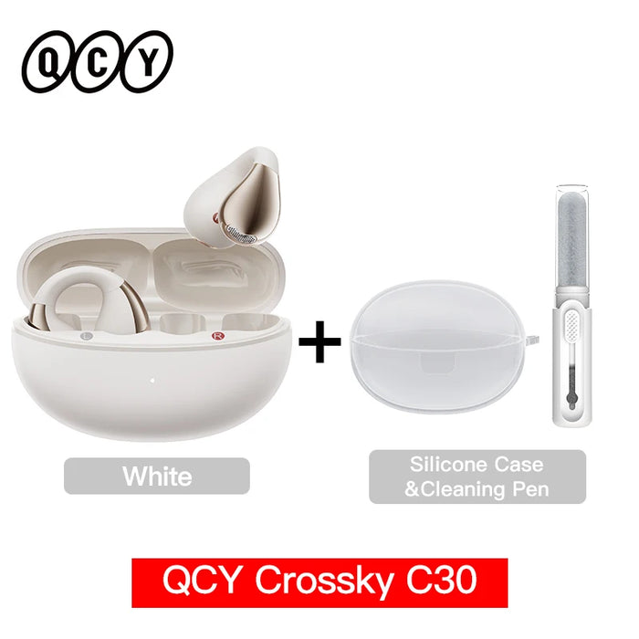 QCY Crossky C30 Ear Clip Earphones Bluetooth 5.4 Wireless Open Ear Sports TWS Earbuds Dual-Connection Headphones