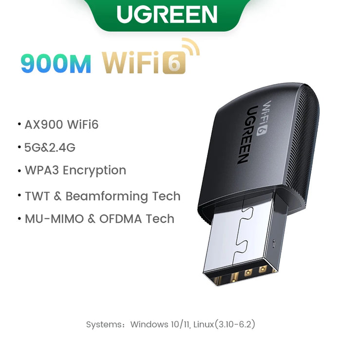 UGREEN WiFi Adapter AC650 AX1800 WiFi6/5 5G&2.4G USB WiFi Card Dongle for Desktop Laptop Wifi Antenna USB Ethernet Network Card