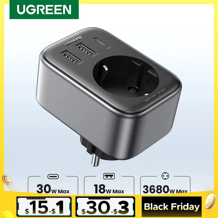 RU លក់ពិសេស UGREEN PD30W Power Strip PD Fast Charger សម្រាប់ iPhone 15 14 13