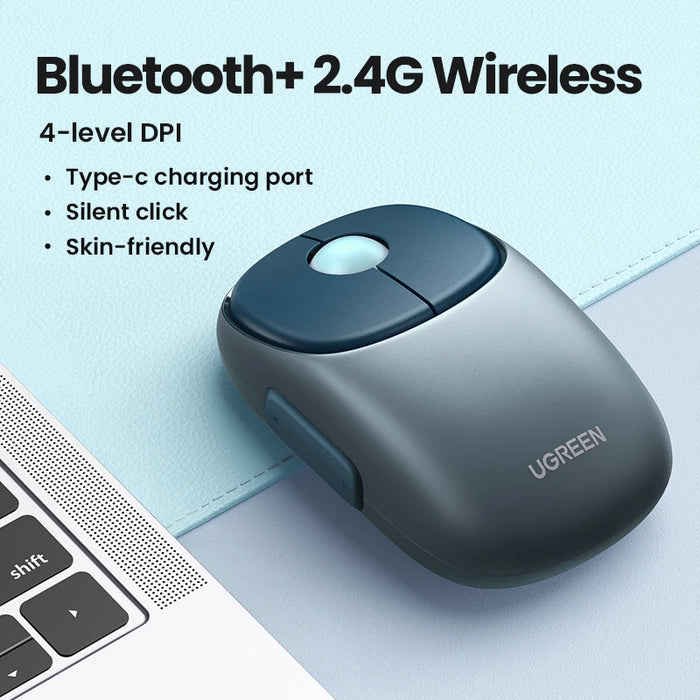 UGREEN Wireless Mouse Bluetooth 5.0 3.0 2.4G Rechargeable Mouse 4000 DPI Charging Bluetooth Mouse For MacBook iPad Tablet Laptop