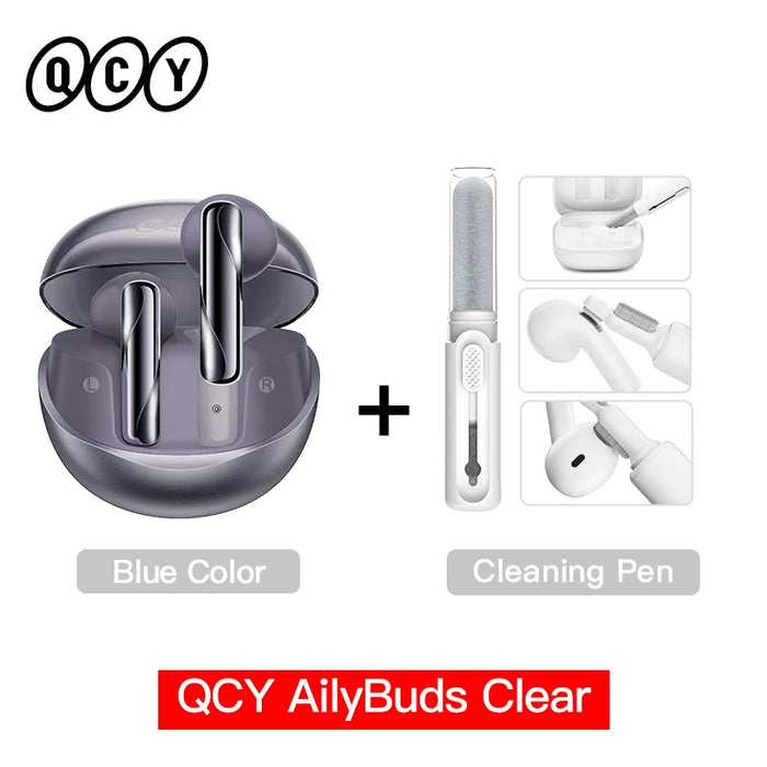 QCY AilyBuds Clear Wireless Earphones Bluetooth 5.3 TWS Earbuds Semi in-Ear Gaming Headset 4 Mics ENC Touch Control Headphones