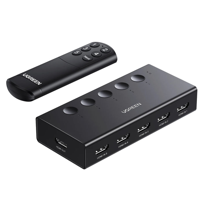 UGREEN HDMI Switch 5 in 1 Out 4K@60Hz, HDMI Splitter with Remote 5 Port HDMI Switcher Selector Support 3D CEC HDR HDCP2.2 PS5/4