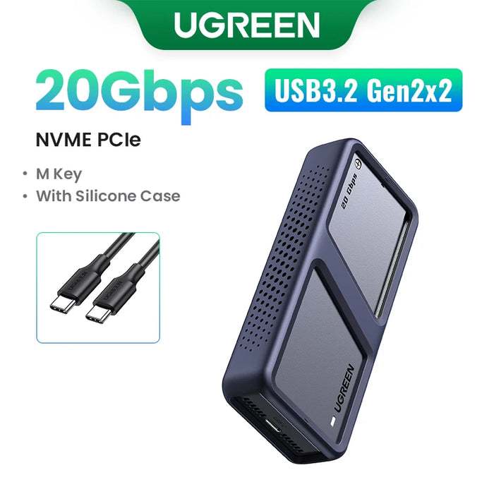 UGREEN 20Gbps NVMe SSD Case SSD Enclosure M.2 to USB3.2 Gen2x2 SSD Adapter for M.2 NVME PCIE built-in Cooling Vest Aluminum Case